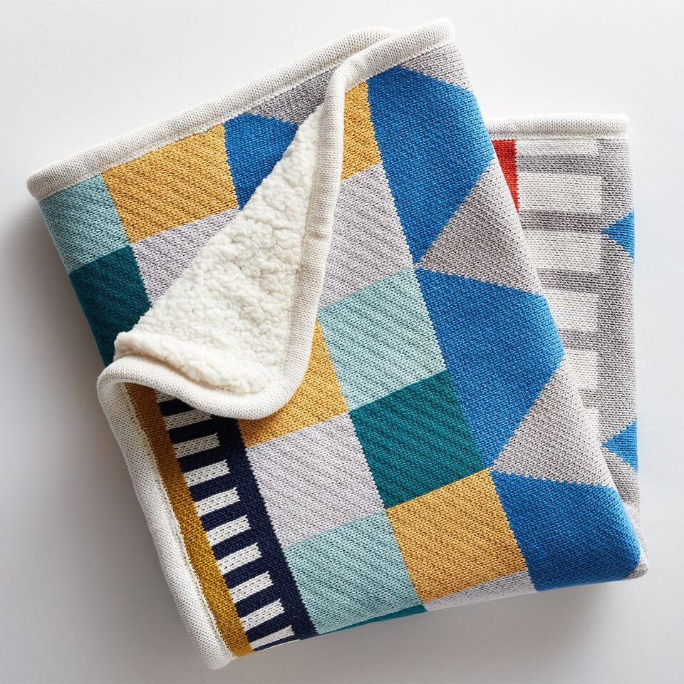 Knit Cotton Toddler Blanket Geometric west elm Australia
